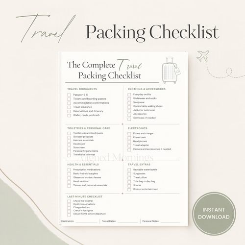 Travel Packing Checklist Mockup